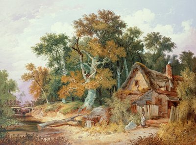 Woodland Scene with Cottage by John Berney Ladbrooke